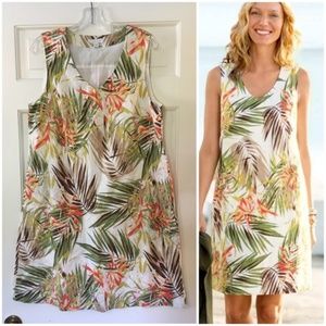 J. Jill Love Linen Palm Tree Print Shift Dress